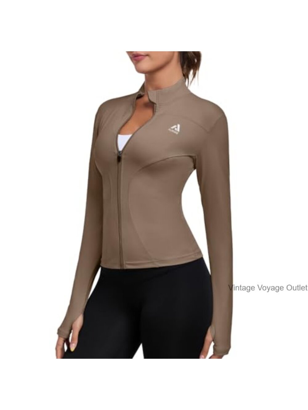 Women's Lightweight Full Zip Athletic Jacket with Thumb Holes